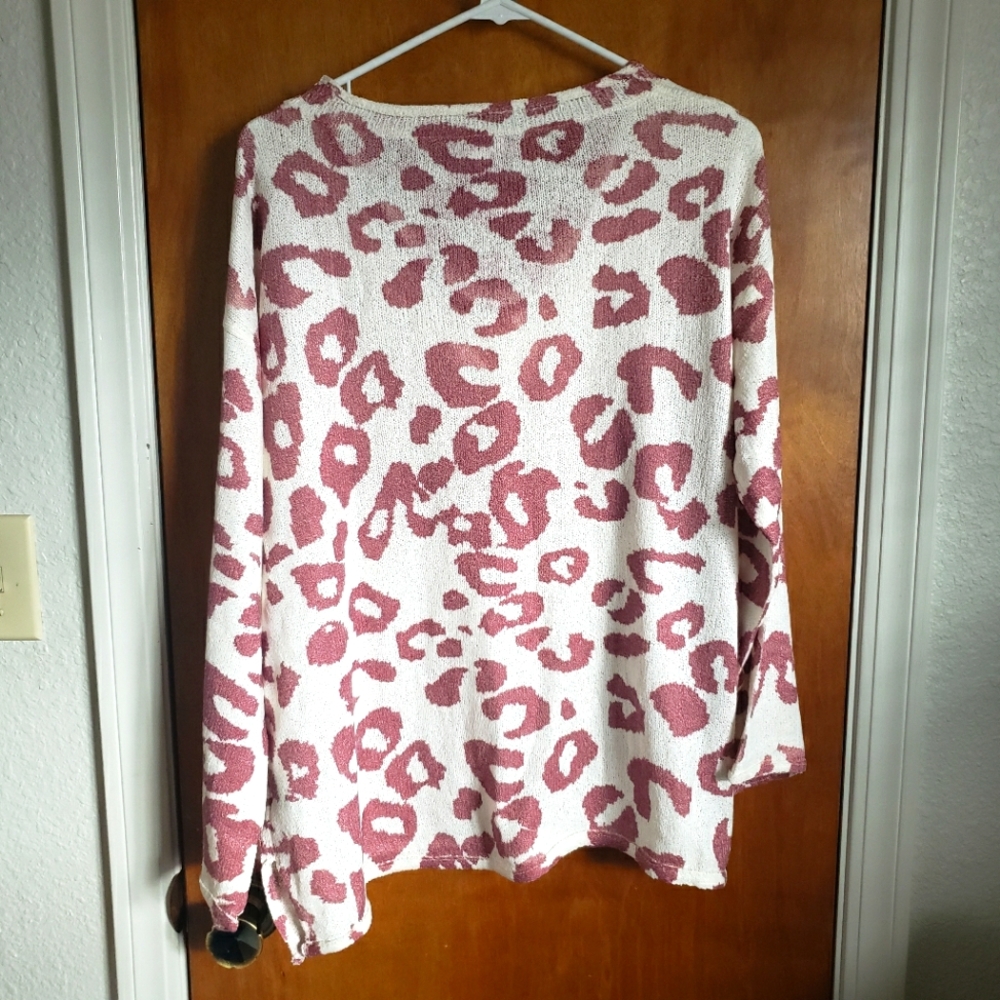 Ec Pol Raspberry Leopard Print Sweater - image 5